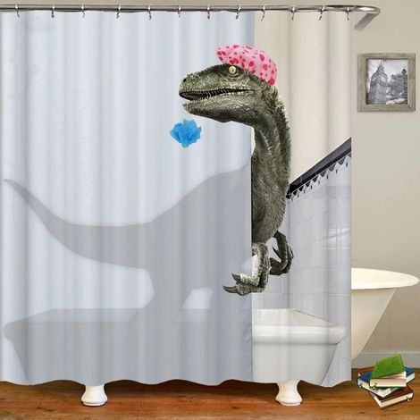 Rideau de douche amusant avec crochets, imperméable, motif chat et chien 3D, 180 x 240 cm, personnalisable et créatif.