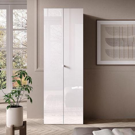 Armadio contenitore alto 2 ante bianco lucido 3 ripiani multifunzione - Smile (1/5)