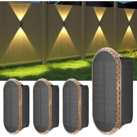 CYRILL – Applique solari da esterno: set di 4 applique da giardino a LED alte e basse, impermeabili IP65, per recinzione, cortile, terrazza (1/5)