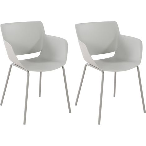Juego de 2 sillas para interior o exterior en plástico gris claro con estructura de acero con recubrimiento en polvo 100007424 (1/5)