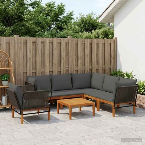 vidaXL 7 uds. Madera de Acacia Sólida y Cuerda Natural (1/5)
