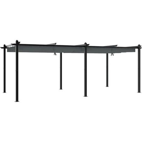 Gazebo en aluminium anthracite de 3 x 6 mètres avec toit rétractable (1/5)
