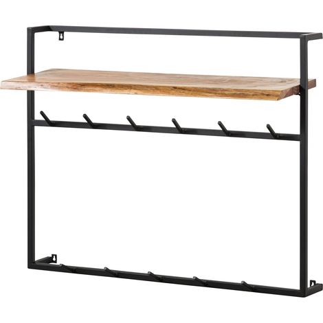 Porte manteau en bois d'Acacia 100x30x80 naturel laqué MELBOURNE 108 (1/4)