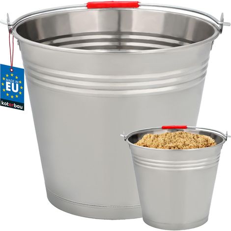 Seau KOTARBAU® en acier inoxydable 14 L, argent, de qualité alimentaire, pour la construction ou le jardinage. (1/5)