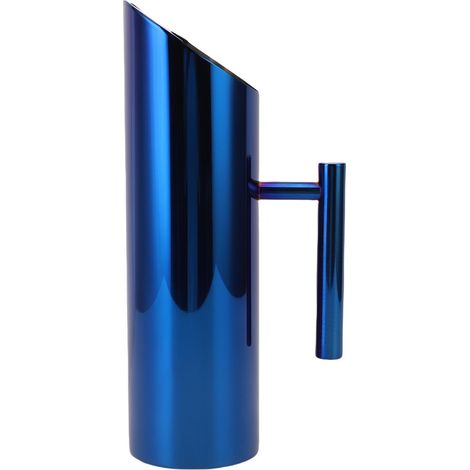 Pichet à eau en acier inoxydable 304, 1,5 l, moderne, avec poignée, récipient à boisson pour thé chaud glacé, jus de café, bleu (1/5)