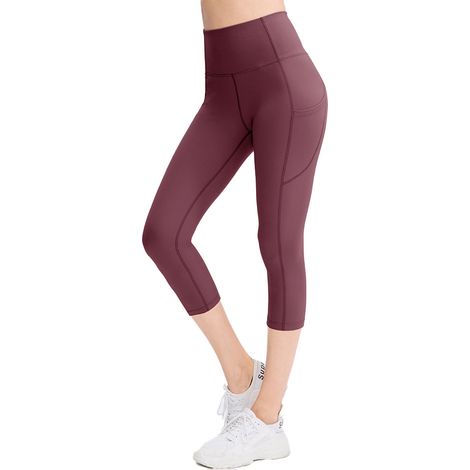 Legging - Pantalon De Sport Haute Taille Avec Poches Latérales - Coupe Moulante Élastique 4 Directions - Pour Yoga Et Entraînement - Noir - 1 Pièce (1/5)