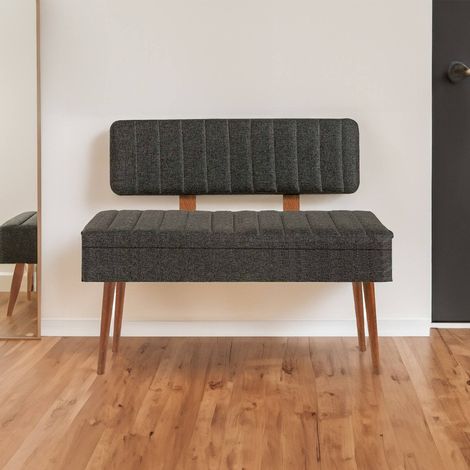 Dmora - Mesa Dprin, Banco multiusos, Asiento de invitados, Cofre multifuncional, 90x39h40 cm, Nogal y Antracita