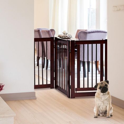 Protection intérieure, barrière pour chien 4 panneaux avec porte verrouillable et design pliable, chiens et chats (1/5)