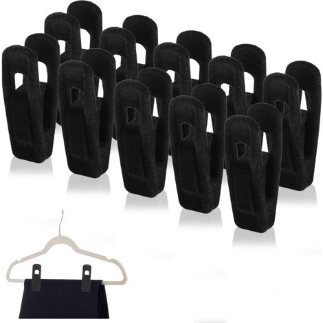 Pince à Pantalon Velours - 7 x 2 cm - Pour Cintres Velours - Usage Polyvalent - Lot de 10 (1/5)