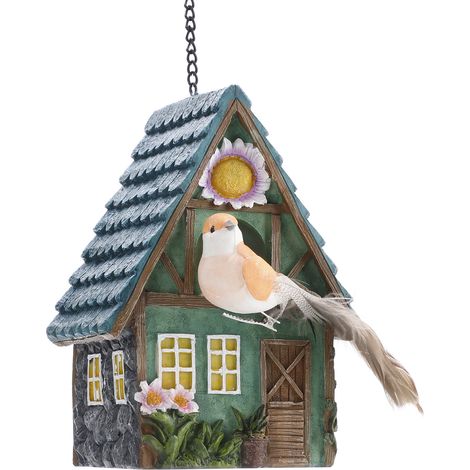 Dekoratives Vogelhaus aus Kunstharz, Vogelhaus-Statue, Gartendekoration (1/5)