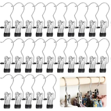 Portable Metal Clothes Hooks Rotatable Clothes Hanger Gripper Hooks Multi-Purpose Laundry Hook Clips Stainless Steel for Boots Clothes Towels Scarves (1/5)