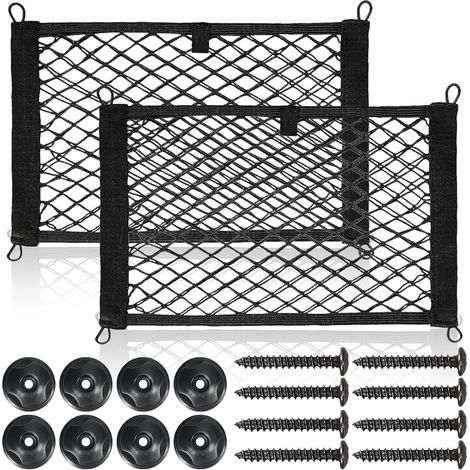 2 Pack Filet Rangement, Élastique Nylon 40x25 cm, Coffre Voiture, Camping Car, Van