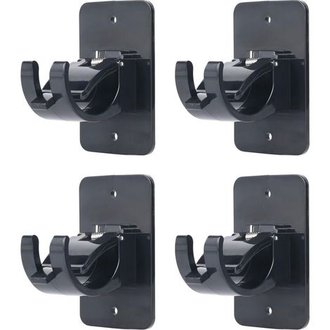 Lot de 4 fixations pour tringle à rideaux, adaptées aux tringles d'un diamètre de 40 mm ou moins, noires. (1/5)