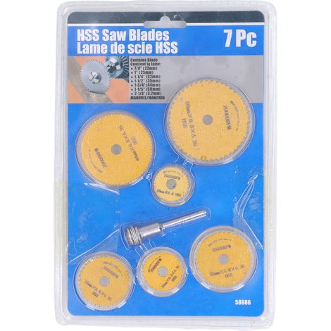 6 Pièces HSS Circular Mini Saw Ensemble avec Tige pour Bois, Scie en Acier à Grande Vitesse en PVC, Lames de Travail du Bois Portables