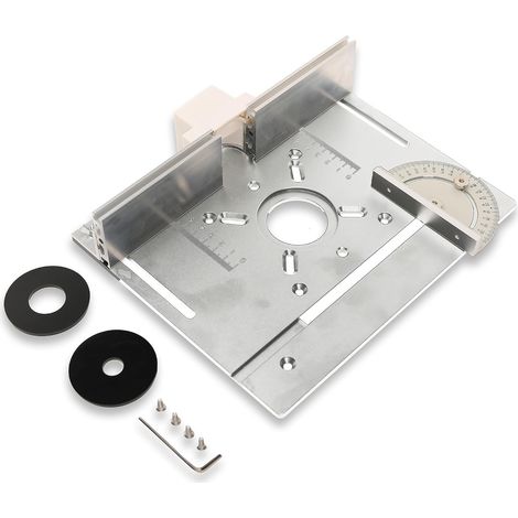 Plaque d'insertion en aluminium pour table de défonceuse Plaque de retournement pour établis de menuisier Guide de calibre d'onglet, supports de butée coulissante, règle à tenons Table de gravure e