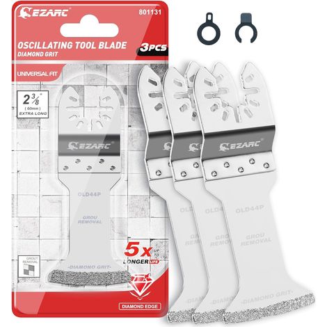 Diamond Lot de 3 lames de scie multifonctions avec extra longue portée pour mortier, carrelage, joint, 3 pièces (1/5)