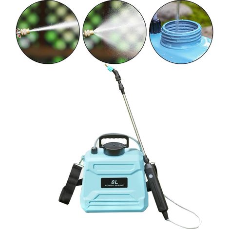 Pulvérisateur électrique, pulvérisateur agricole avec poignée de chargement, perche télescopique et bandoulière, 8 litres, bleu (1/5)