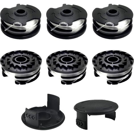 6 pièces de bobines de fil de rechange pour LIDL Parkside, avec 2 capuchons, bobines de fil de rechange en nylon pour LIDL Parkside taille-haies PRTA 20-Li A1, B2, C3 PRT 550 A1, A3 PRT 300