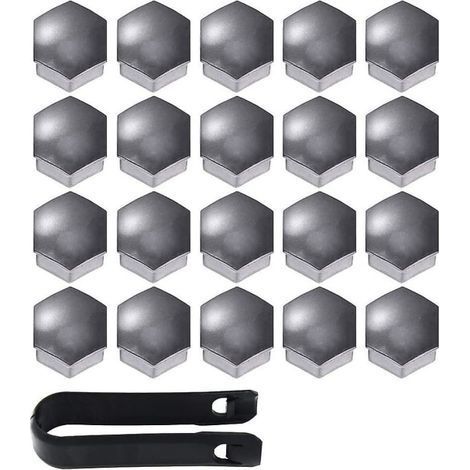 20 cache-écrous de roue gris 17 mm, avec kit de démontage pour voiture (1/5)