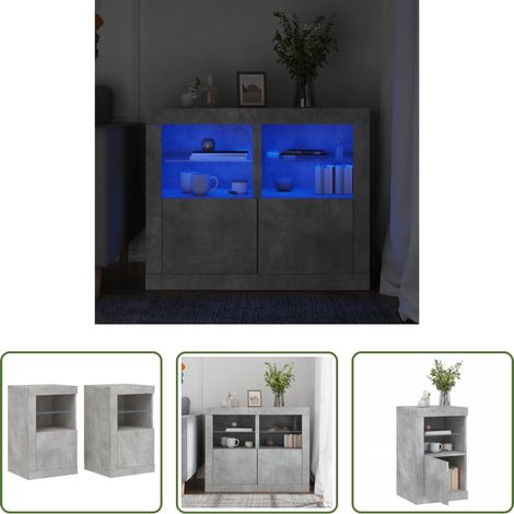 Lumière LED - Armoires latérales et lumières LED 2 pcs gris béton (1/5)