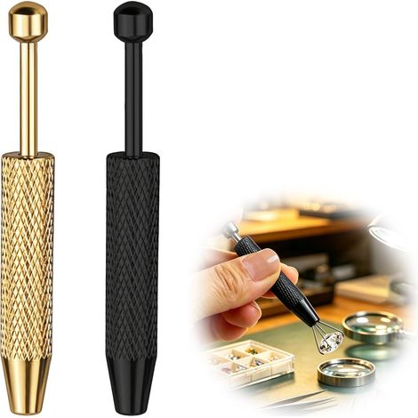 Lot de 2 Pince Piercing à 4 Griffes, Outil de Saisie de Précision en Acier Inoxydable pour Petites Pièces, Pince Multifonctions Compacte Antidérapante, Doré et Noir (1/5)