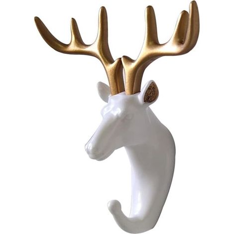 Coat Hook, Door Hooks, Wall Mounted Coat Rack Deer Animal Head Seamless Solid Hook Coat Scarf Cap Hanging Holder Bedroom Wall Decor Gift