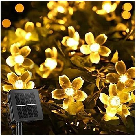 AGE Design Guirlande Lumineuse Solaire Extérieure Étanche 50 LED Décorations Lumineuses pour Clôture de Jardin Patio Cour Arbre de Noël, Maison, Pelouse, Mariage, Patio, Décoration de Fête (Blanc Chau (1/4)