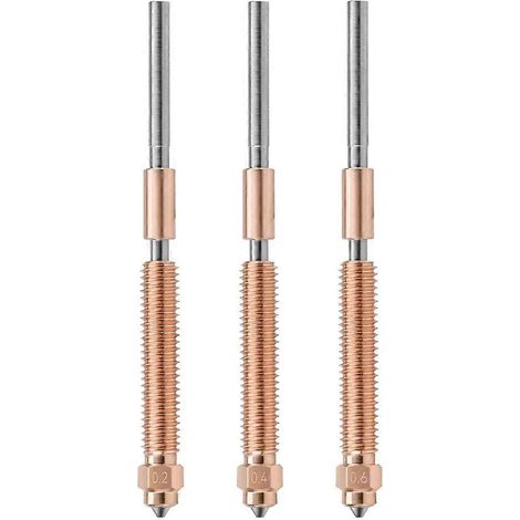 Lot de 3 buses de 0,2 + 0,4 + 0,6 mm avec rupture de pont thermique en alliage de titane et de cuivre trempé pour imprimante 3D K2 Plus (1/5)