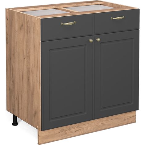Meuble cuisine Fame-Line, Anthracite-or, 80 cm sans plan de travail, Vicco