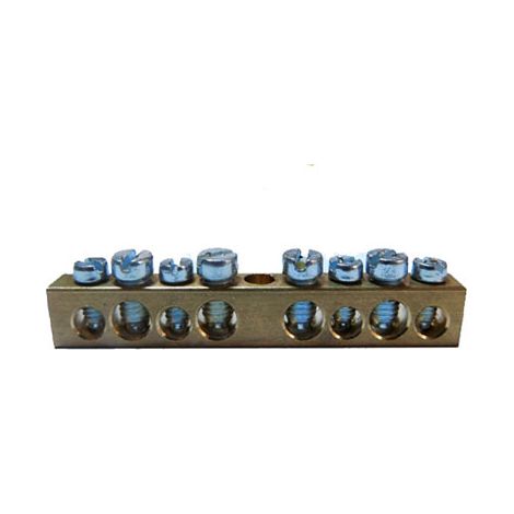 Connecteur nu terre et neutre FAEG 8 trous - N° 4x10 mm² + N° 4x16 mm²