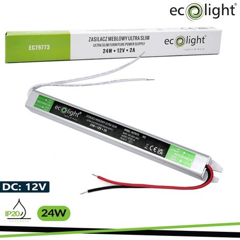 Alimentatore LED slim 24W 12V 2A IP20 Ecolight EC79773