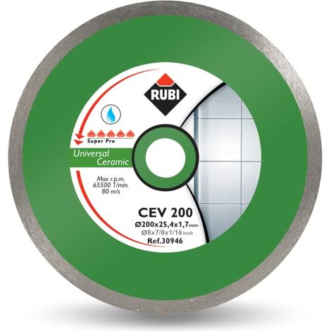 Rubi – Disque diamant pour meuleuse – Diamètre 200mm – Alésage 25.4mm – Coupe humide pour béton armé – Modèle CEV 200 SUPERPRO