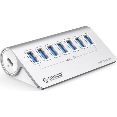 Hub USB, Hub USB C en Aluminium à 7 Ports 5 Gbit/s avec Câble USB C de 1m, Répartiteur USB avec Port d'alimentation de Type C 5 V/3 A pour iMac, iMac Pro, Tout-en-Un Bureau (1/5)