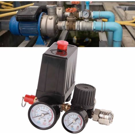 Interrupteur de pression pour compresseur 1/4 pouce 4 trous régulateur 90‑120PSI 220V (1/5)