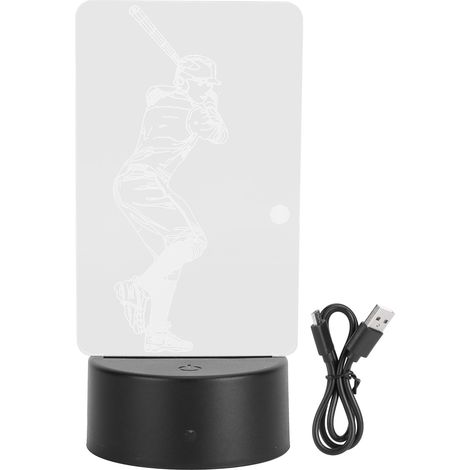 Veilleuse 3D en forme de joueur de baseball, lampe tactile USB à piles pour la décoration intérieure (1/3)