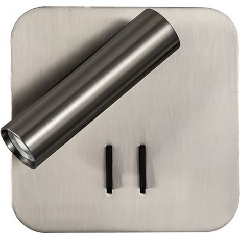 Wandleuchte 2+6w 4000k manet quadratisch nickel 130lm doppelte zündung 14x14x12 cm