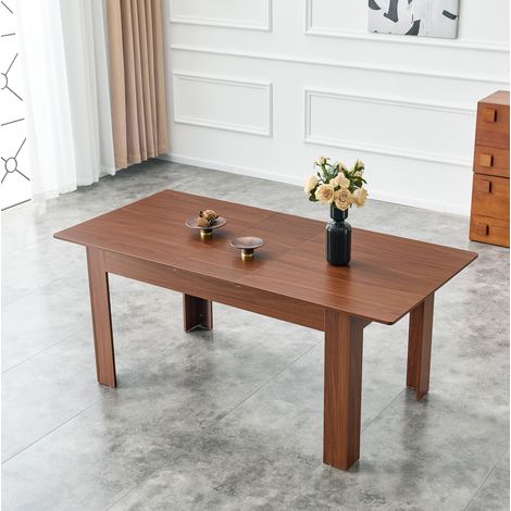 Table extensible rectangulaire MDF noyer OKMYHOME (1/5)