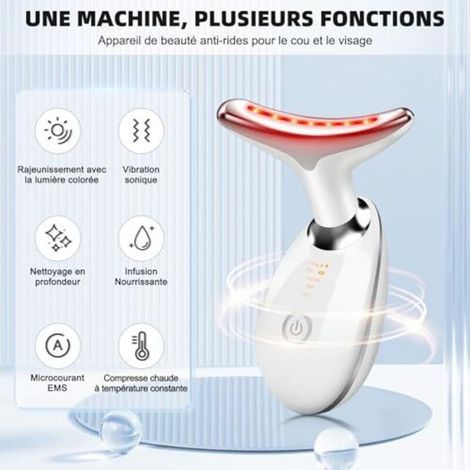 Appareil Anti Rides Visage, 3 Modes EMS Appareil de Gua Sha Visage, Appareil de Massage Visage 7 Couleurs, Chauffable 45°C Guasha Pour Visage Instrument, Double Menton Raffermissant et Liftant, noir (1/4)