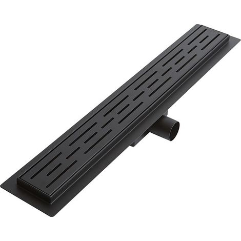 Milano Linear Brushed Stainless Steel Shower Drain with Grate - 600mm (Black) (1/5)