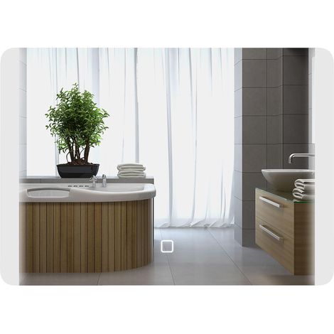 Miroir de salle de bain avec éclairage LED tricolore, interrupteur tactile et fonction antibuée, 70 x 50 cm (1/5)