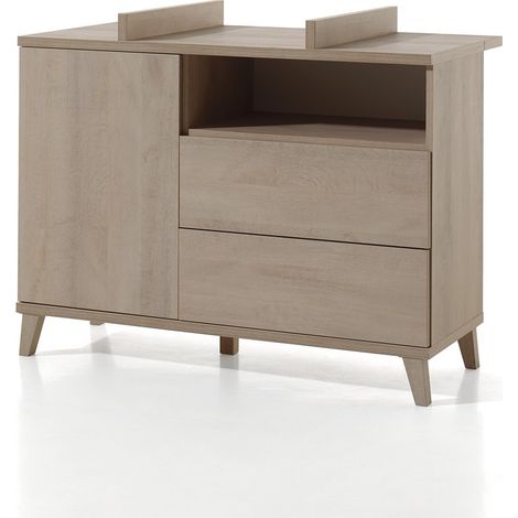 Cómoda para bebé robusta con cambiador integrado color roble River OAK colección LOUISE.