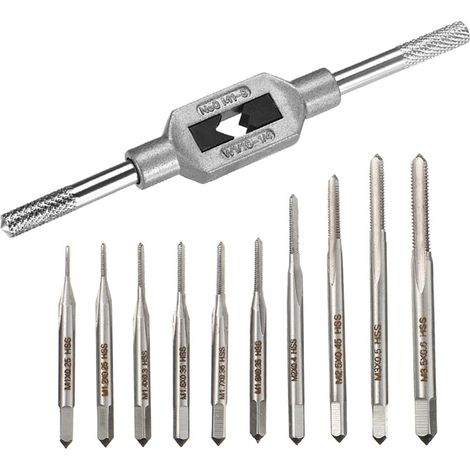 10 Pièces Coffret Tarauds et Filières Micro Métrique Mini M1-M3.5 Foret (1/5)
