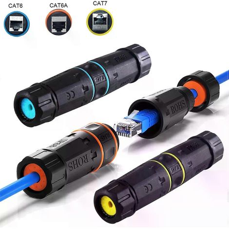Connecteur RJ45 étanche pour CAT6/CAT6A/CAT7, connecteur Ethernet/réseau RJ45 droit pour connexion haut débit extérieure - JXLGV (1/4)