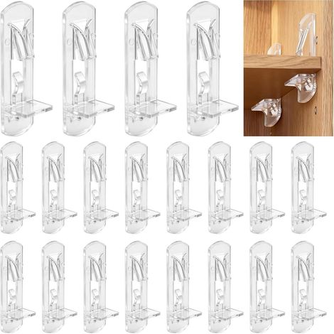 60 clips de fixation transparents pour étagères 20 mm (1/4)