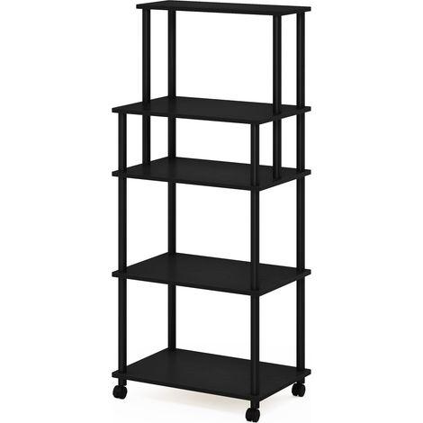 Chariot de Rangement de Cuisine sans Outil, Bois d'ingénierie, Americano/Noir, 59,4 (P) x 23,6 (L) x 136,9 (H) cm (1/5)