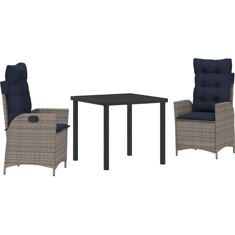 Maison Exclusive - Ensemble de salle à manger pour jardin 3 pcs Gris et Noir Rotin (1/5)