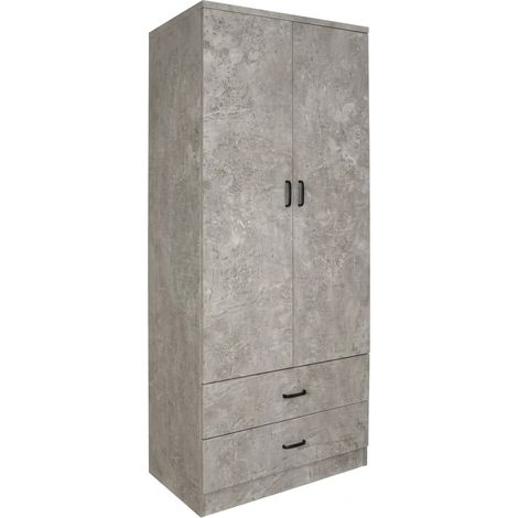 Armadio Guardaroba Capiente 2 Ante Mobile Camera Legno 80x52x190 cm cemento (1/5)