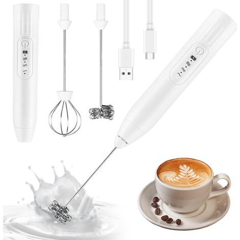 USB Rechargeable – Fouet Electrique Léger Mousseur à Lait Électrique nomade 2 en 1 blanc 2 en 1 Mous (1/5)