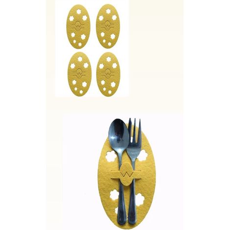 Porte-couverts de Pâques - 4 pièces - Motif lapin - Dorés - Décoration de table - Accessoire (1/4)