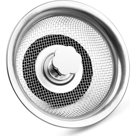 Bouchon d'évier en acier inoxydable – Crépine de cuisine 84mm – Filtre à déchets pour bonde d'évier – Installation facile et nettoyage rapide (1/5)